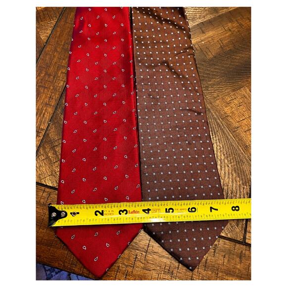Brooks Brothers Tie Lot of 2, Brown and Red, Dots Paisley Patterns, Silk, 346 - Picture 4 of 4